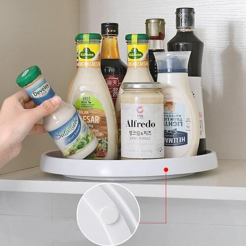 2 Tier Rotating Organizer Condiment Storage Rack Round Shelf Kitchen Storage Tray Spice Rack Pantry Cabinet Turntable