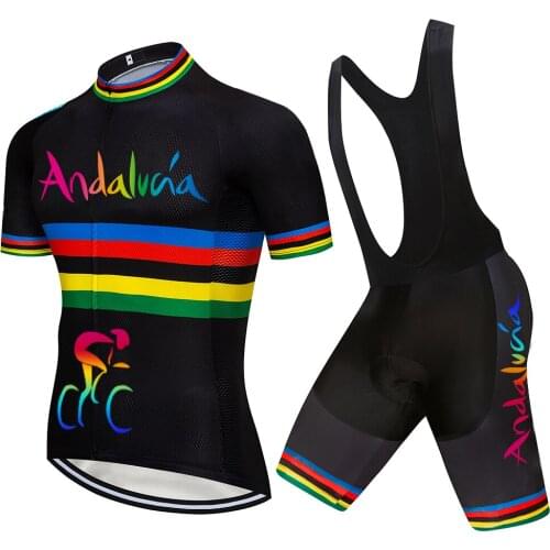 2021 Andalucia Cycling Sets Cycling Clothing Bike Sportswear Quick Dry Men Bicycle Wear Short Sleeve Cycling Jersey Sets