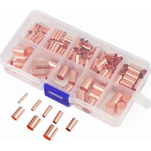 230PCS Copper Connecting Pipe Wire Joint Copper Tube 1.5/2.5/3/4/5/6/7/8mm 517A