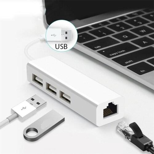 Type C 3.0 to USB 2.0 3-port HUB with RJ45 Fast Ethernet Port Adapter Durable