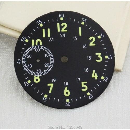 39.15mm Green luminous Black dial fit ETA 6497 st36 mens Watches