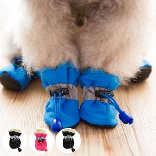 4pcs Antiskid Puppy Shoes Pet Protection Soft-soled Pet Dog Shoes Winter Prewalkers Soft Supplies Pet Paw Care