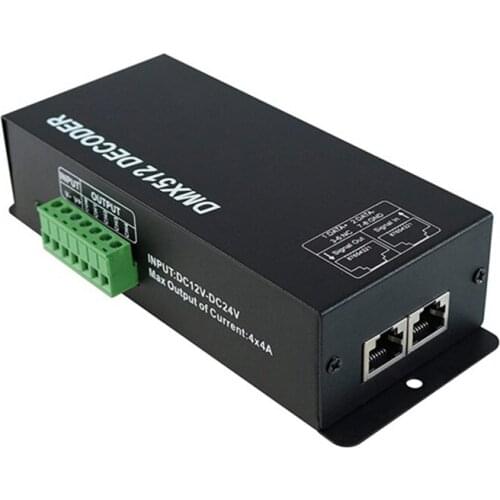 ABGN Hot-Dmx 512 Digital Display Decoder,Dimming Driver Dmx512 Controller For Led Rgbw Tape Strip Light Rj45 Connection Dc12-24V