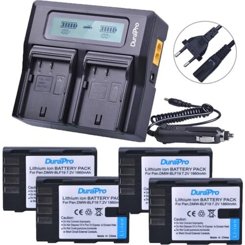 4X 1860mAh DMW-BLF19 DMW-BLF19E DMW BLF19PP BLF19 BLF19E Battery +LCD Display Dual Quick Charger for Panasonic Lumix GH3 GH4 GH5