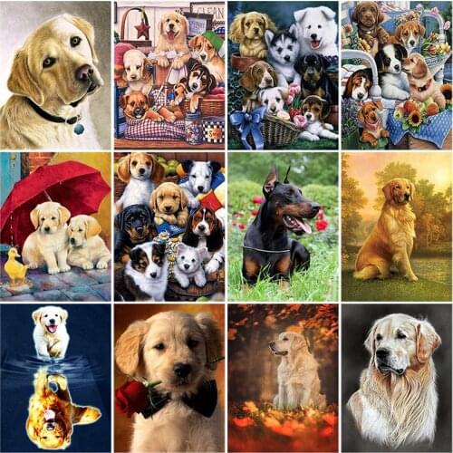 DIY 5D Diamond Painting Dog Full Round Diamond Embroidery Cross Stitch Animal Mosaic Rhinestone Pets Photo Customized Home Decor