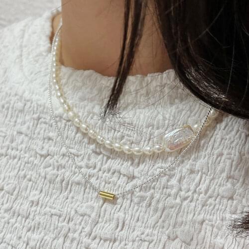 Amaiyllis 925 Sterling Silver Minimalist Round Tube Bead Chain Necklace Simple Clavicle Chain Necklace Accessories Jewelry