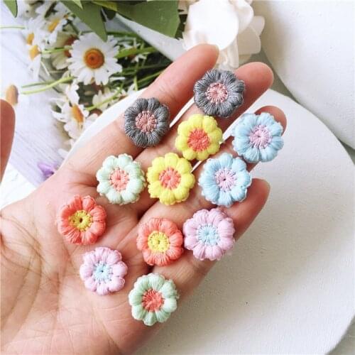 40pcs/lot 1.8cm Embroidered double leaf pumpkin flower Patches Appliques For Clothes shoes Sewing Supplies DIY Hair Decoration