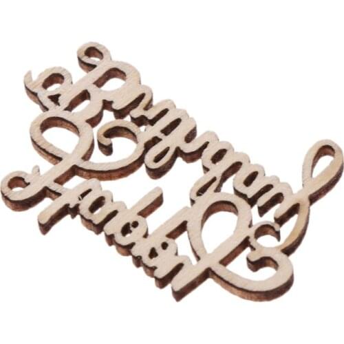 B0KB 15Pcs Wooden Happy Bithday Table Confetti Scatter Vintage Rustic Party Decor Craft Scrapbook Decorations