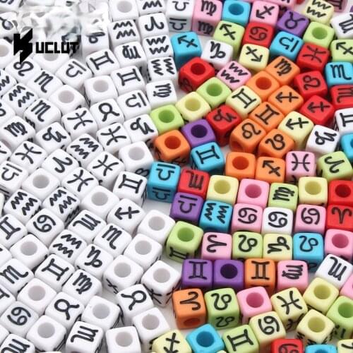 100pcs 7mm Random Greek Alphabet Letter Beads Square Acrylic Beads For DIY Jewelry Making Necklace Bracelet Accessories