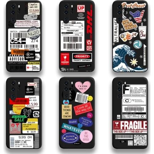 Stamp Label Barcode DHL Express Phone Case For Huawei P20 P30 P40 lite E Pro Mate 40 30 20 Pro P Smart 2020