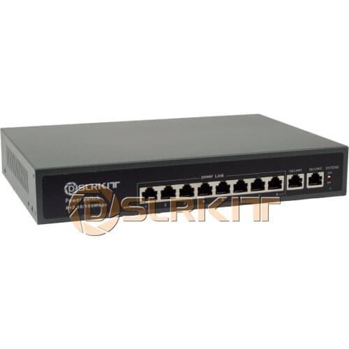 DSLRKIT 250M 10 Ports 8 PoE Switch Injector Power Over Ethernet Internal Power