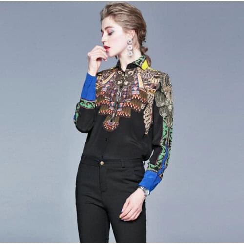 Elegant Print Chiffon Blouse Women Korean Long Sleeve Shirt Modis Tops 2021 New Arrival
