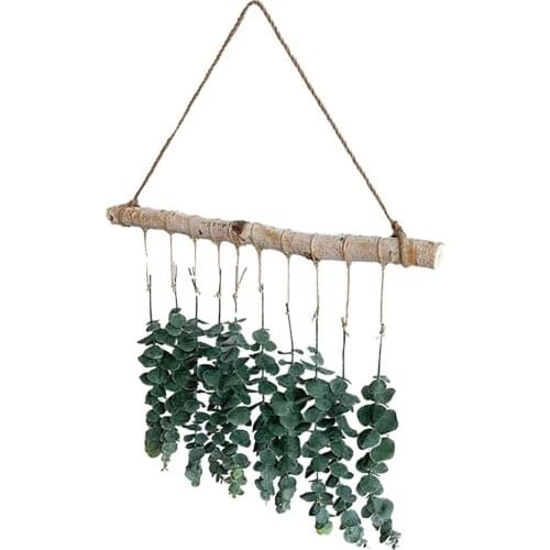 Rustic Artificial Eucalyptus Leaves Wall Hanging Decor Backdrop Living Room