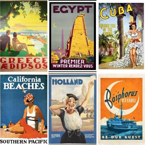 Classic travel poster family decoration painting
