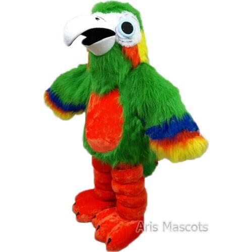 Faux Fur Mascot Parrot Costume Full Body Adult Fancy Dress Plush Suit Carnival Costumes Birds Mascots for Events and Parades