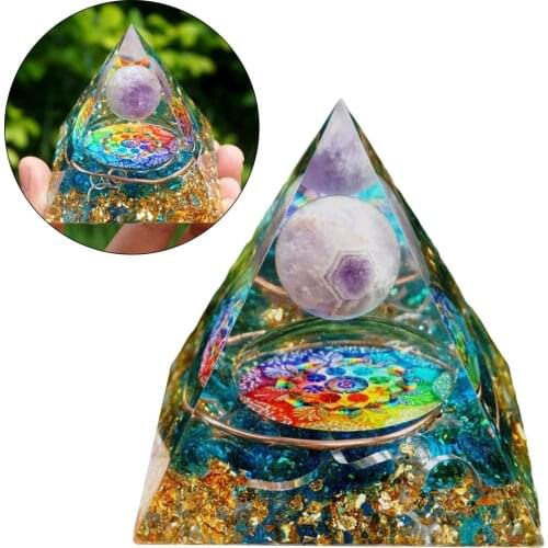 Crystal Pyramid Clear Quartz Natural Crystal Stone Reiki Charged Energy Generator Chakra Meditation Home Room Desk Ornaments
