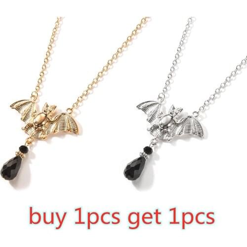 Buy 1Get1 Gift for Luxury European and American Female Fashion Simple Handmade Bat Crystal Pendant Clavicle Chain Party Necklace