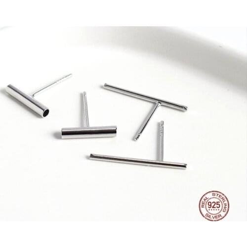 LKO 925 Sterling Silver Earring Simple Creative Letter T-Shape Small Stud Earring Gift For Women Fashion Jewelry Accessories
