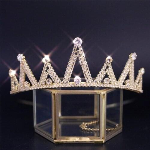 Trendy Wedding Zircon Crown Baroque Rhinestone Crown Headband Gold Crown Wedding Hair Accessories Bridal Crown Hair Accessories