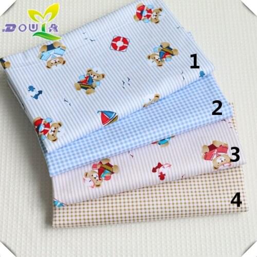 Navy seaman Cartoon Bear calico cotton twill fabric baby kindergarten baby bedding fabric