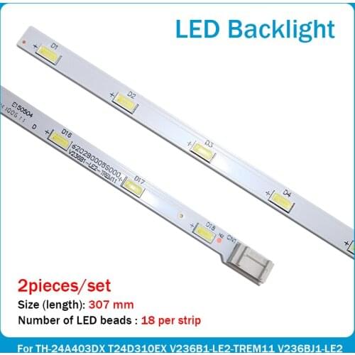 New 20pcs/set LED Backlight strip 18 lamp for LG INNOTEK 23.6 inch 24MT45D 22MA31D V236B1-LE2-TREM11 V236BJ1-LE2 307mm