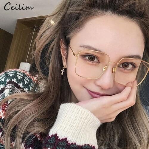 Korean Fashion Square Clear Glasses Women 2020 New Oversized Eyewear Spectacle Frames Transparent Oculos Eyeglasses Fake Glasses