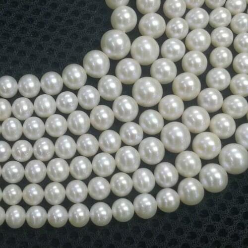 Stunning wholesale 3mm to 9mm near round white real natural pearl 16inch