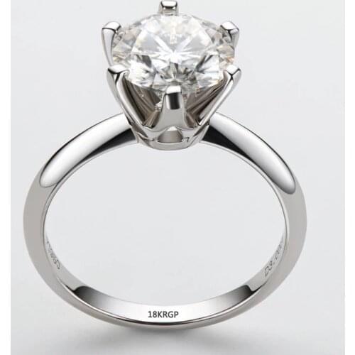 With Certificate High Quality 2.0 Carat Zirconia Diamond Ring 18K White Gold Wedding Bands Fine Jewelry Mujer Anillo Regalo