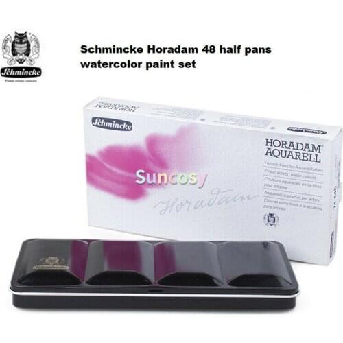 Schmincke Horadam Aquarell Artist Watercolor Metal Box Set of 48 Half Pans 74448, Art Supplies for Acuarelas Profesionales