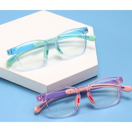 Blue Light Glasses Children Blocking Computer Eyeglasses Kids Girls Transparent TR90 Soft Silicone Frame UV400