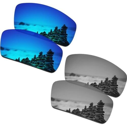 SmartVLT 2 Pairs Polarized Sunglasses Replacement Lenses for Oakley Canteen 2006 Ice Blue and Silver Titanium