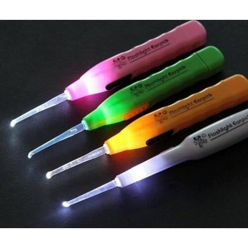 Ear Spoon Cleaning Flashing Light LED Ear Wax Remover Curette Cleaner Earpick Tool Earwax Remover Tool Safety Cleaner Spoon DFA