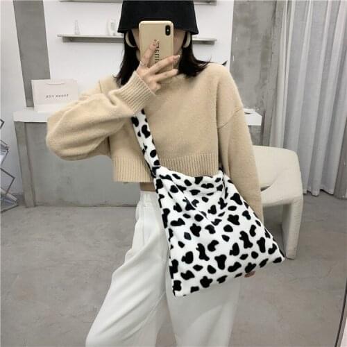Womens Bag 2020 New Hot Sell Crossbody Bags Womens Cow Pattern Print Soft Plush Shoulder Bag Ladies Hand Bags Bolsa Feminina
