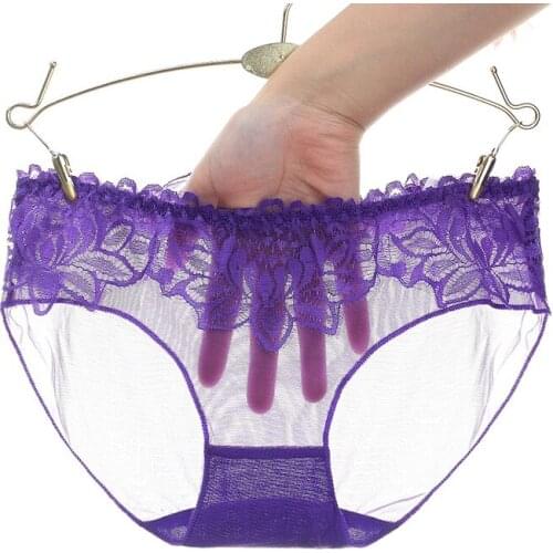 Daisy Print Cute Mesh Womens Underwear Sexy Transparent Hollow Out Panties Sex String Temptation Thong Seamless Briefs