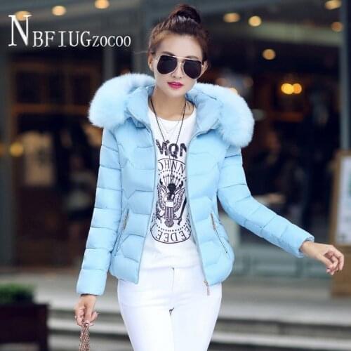 Winter Slim Women Parkas 2020 Short Style Big Faux Fur Collar Plus Size Thick Female Jacket
