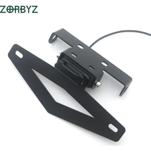 ZORBYZ 1Set Black Metal Rear Tail Light Mount License Plate LED Light Bracket Holder For Benelli 502C Bj500