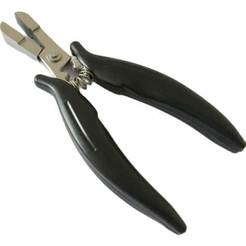 1Pc Black Flat Shape Plier with Small Grooves Pre-Bonded Hair Extension Clamp