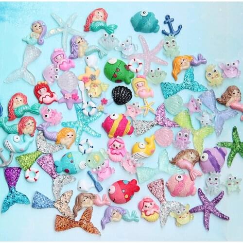 10/20/30pcs Ocean Series Charms additives for slimes Filler DIY Ornament Phone Decora Mermaid Lizun Clay Slime Supplies Toys
