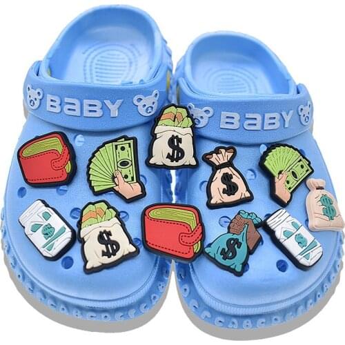 10pcs USD Dollar Icon Shoe Charm Money Accessories For Shoes/Sandals Accessories Fit for Wristbands Kids Party Gift