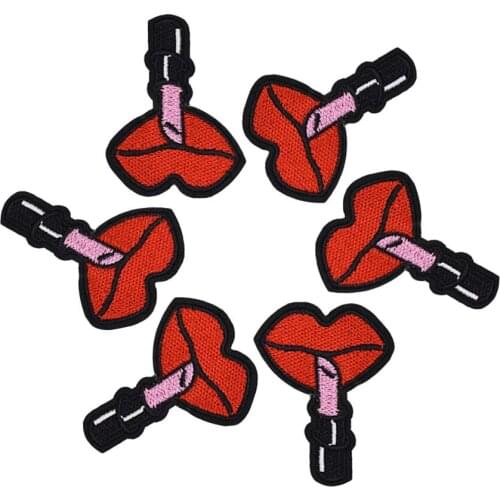 10PCS Lipstick Patches DIY Clothing Bags Iron Embroidered Patch Sewing Accessories for Clothes Jacket Dress Embroidery Applique
