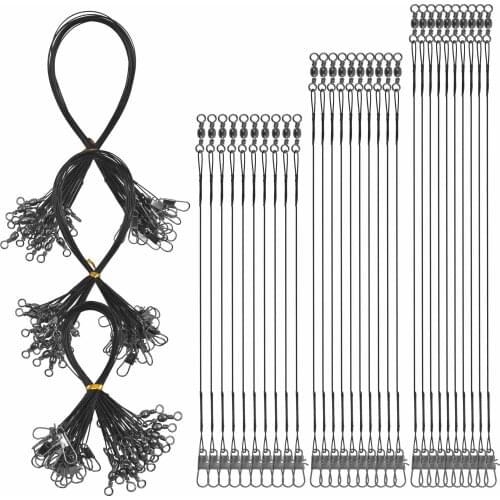 180Pcs Fishing Wire Leaders Stainless Steel Wire Leaders Fishing Leaders Line With Swivels Snaps Fishing Line Connector