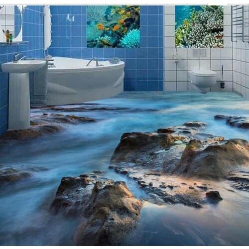 3D wallpaper floor for living room ocean Floor wallpaper 3d for bathrooms Custom Photo self-adhesive 3D floor