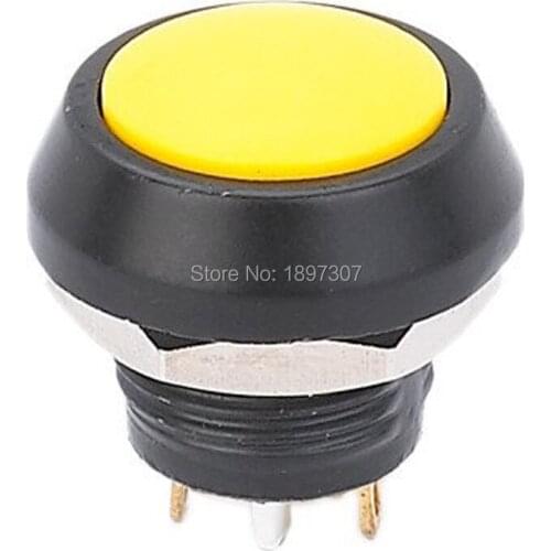 5 pieces 12mm aluminum yellow actuator momentary normal open domed head electric switch
