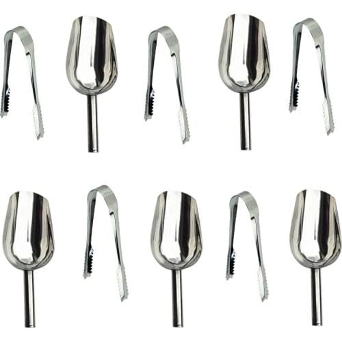 5Pcs/set Stainless Steel Multi-purpose Shovel Grain Food Shovel Ice Cream Sweets Buffet Candy Bar Floating+5 Clips