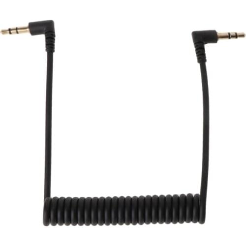 90 Degree Right Angled Retractable Spring Coiled 3.5mm Jack Male To Male Stereo Audio AUX Cable For Car AUX