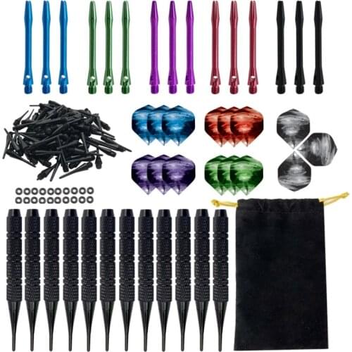 12pcs Tip Darts Aluminum Shaft with 100 Nylon Soft Tips for Electronic Dartboard RXBC