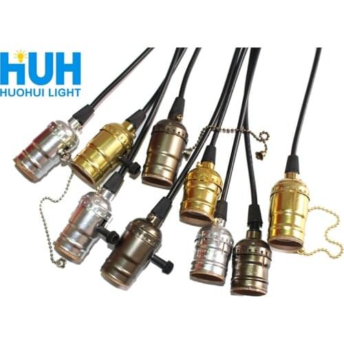 Aluminum Vintage Lamp Base E27 110V/220V Lamp Holder Pendant Light With Switch/No SwitchScrew Socket 3 Colors Bed Room lamps