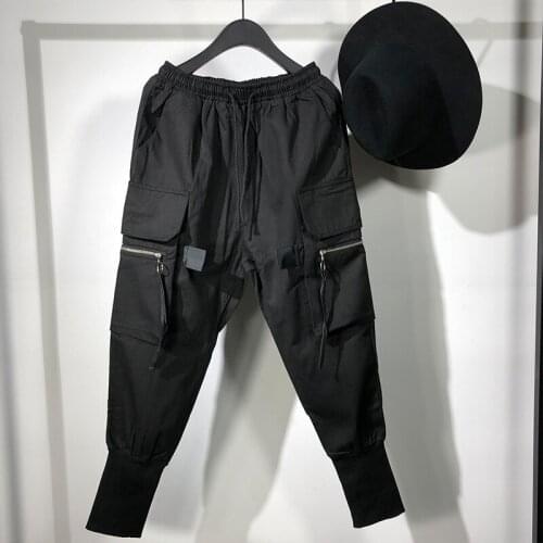 20ss Owen Seak Men Casual Harem Pants Gothic Men Cargo High Street weatpants Summer Women Calf-Length Pant Loose Black Pants