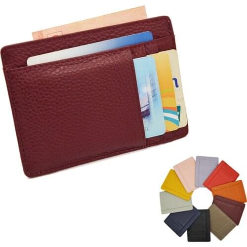 9 Pockets 100% Cowhide Genuine Leather ID Card Holder Plus Size Litchy Grain Candy Color Slim slots Card Case Custom NAME LOGO