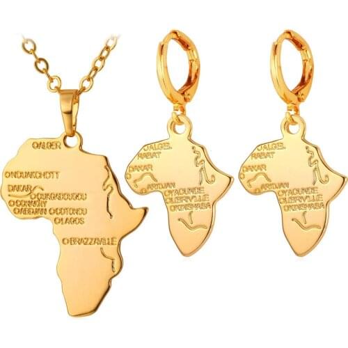 Collare Jewelry Sets For Women African Map Black/Rose Gold/Gold Color Wholesale Earrings Necklace Sets S234